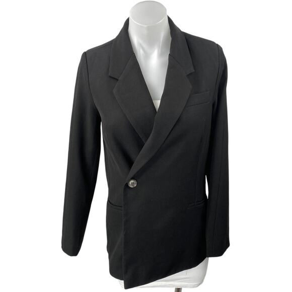 Edit by Nine Women's Black Notch Collar Button Long Sleeve Blazer Coat Jacket S - Picture 1 of 4